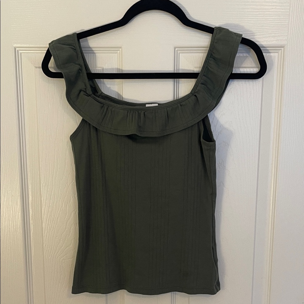 GAP Olive Ruffle Tank Top